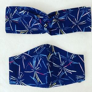 Matching headband and face mask with earloops